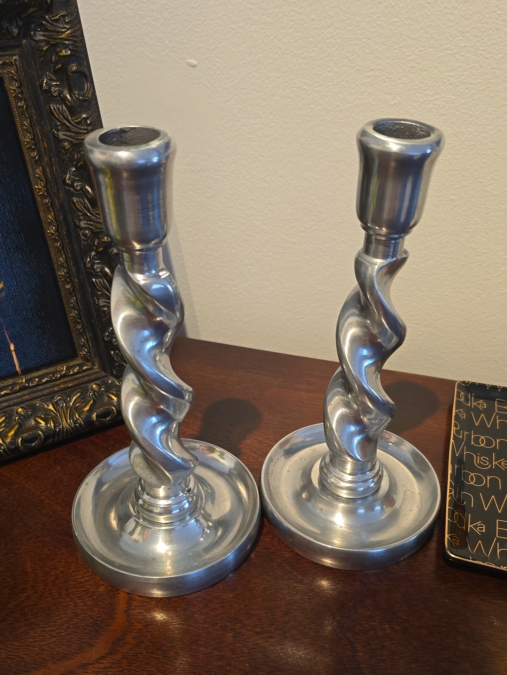 Arthur Court | 1987 Spiral Pewter Twist Candlestick Pair
